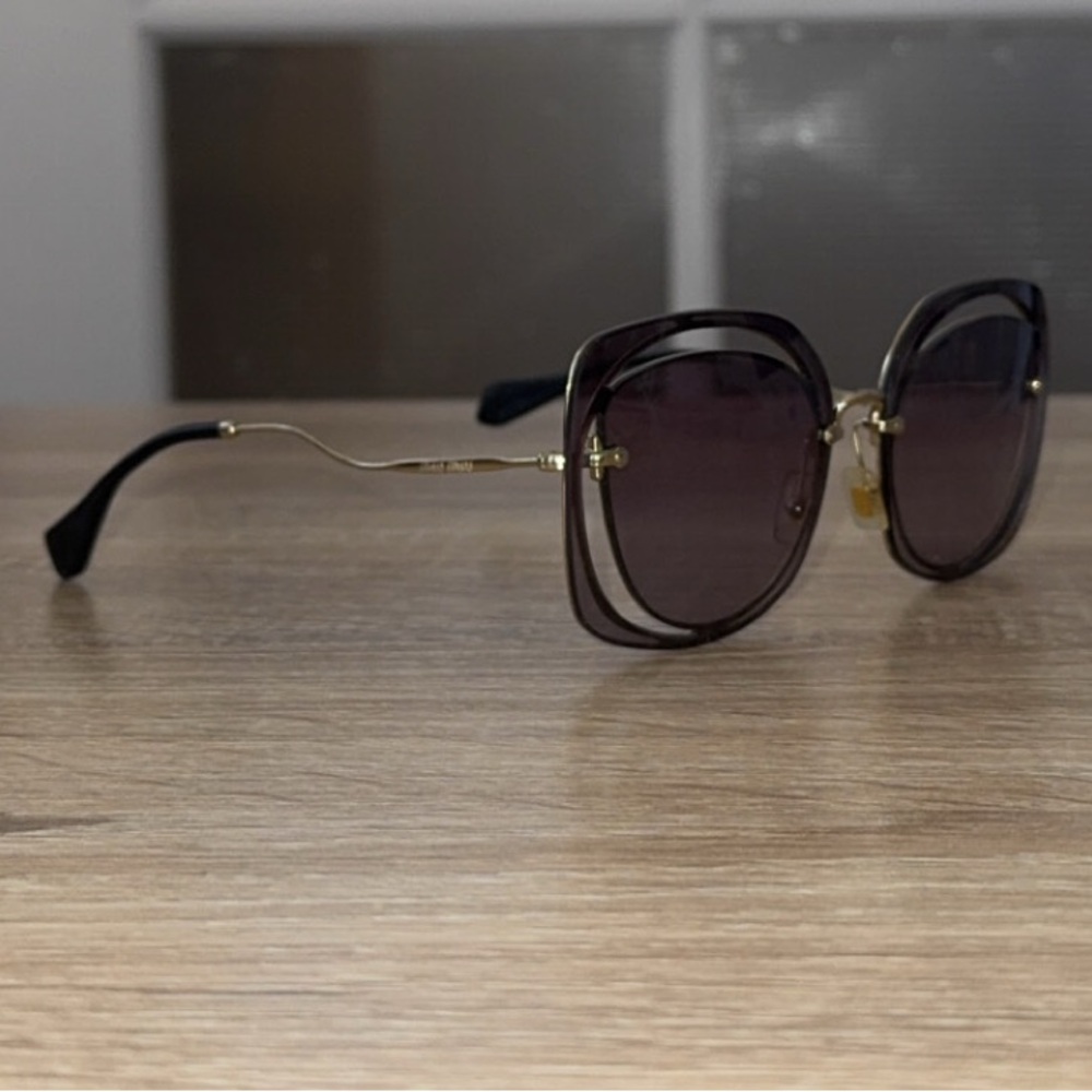 Miu Miu SMU54S Scenique Cut-Out Butterfly Square Black Sunglasses - Picture 5 of 15